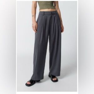 Urban Outfitters Charcoal Checkered Wide-Leg Pants